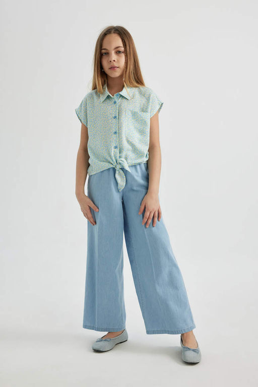 Широкие джинсовые брюки для девочек