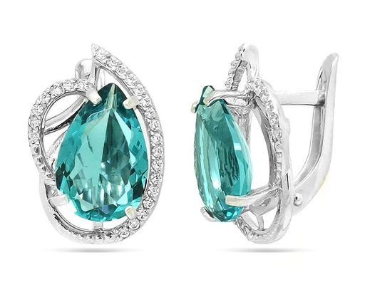 Серьги из серебра параиба кварц, СПН4106