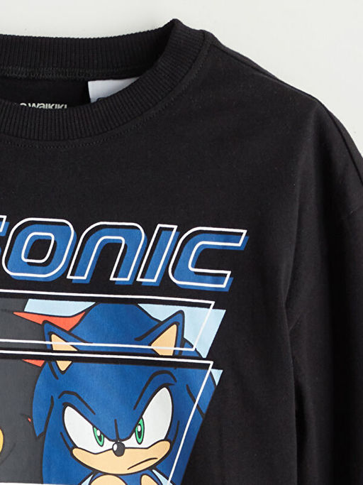 Bisiklet Yaka Sonic Bask?l? Erkek ?ocuk Ti??rt