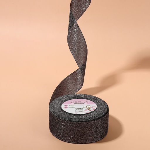 Лента парчовая, 40 мм, 23 1 м, цвет чёрный №029 - Арт узор фото 4