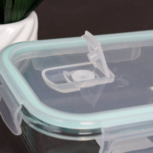 Контейнер прямоугольный, крышка с клапаном 640 мл, стекло / BXW-640CFTQ /уп 36/ - Галеонтрейд фото 4