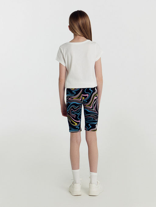 Шорты для девочек черные с принтом линии - Mark formelle фото 5