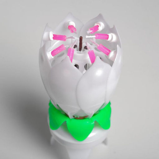 Цена за 2 шт. Свеча для торта музыкальная «Тюльпан», крутящаяся, белая, 14.5×6 см