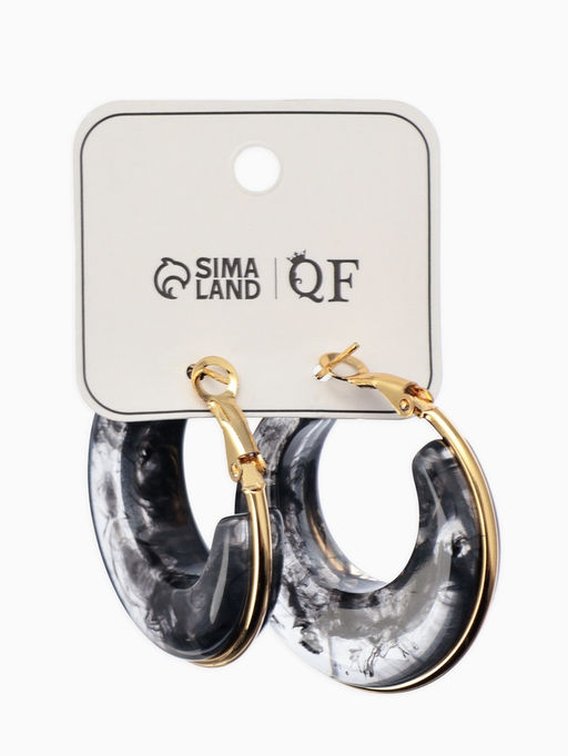 Серьги-кольца акрил «Тренд», чёрные в золоте