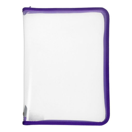 Папка пластиковая А4, 325 х 230 х 25 мм, молния вокруг, Calligrata Офис, ПМ-А4-01, 0.5 мм, прозрачная, фиолетовая  фото 3