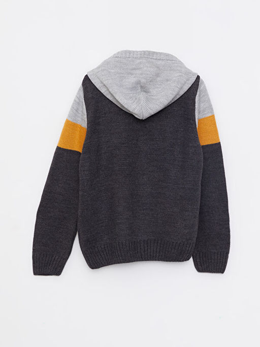 Kap??onlu Renk Bloklu Uzun Kollu Erkek ?ocuk Triko H?rka - Waikiki фото 2