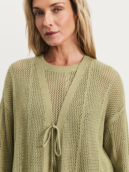 Длинный вязаный кардиган на завязках / Zarina  фото 5