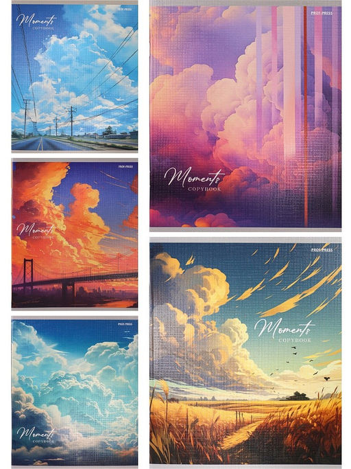 Цена за 2 шт. Тетрадь 48л. Prof-Press "Облачный пейзаж" клетка (48-5137) лен