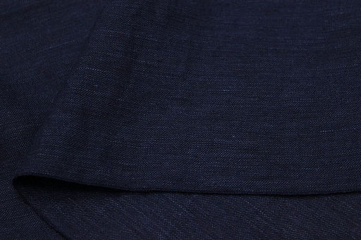 Лен с вискозой с эффектом мятости цв.Темный чернильно-синий, СОРТ2, ш.1.45м, лен-53%, вискоза-47% - Купава фото 2