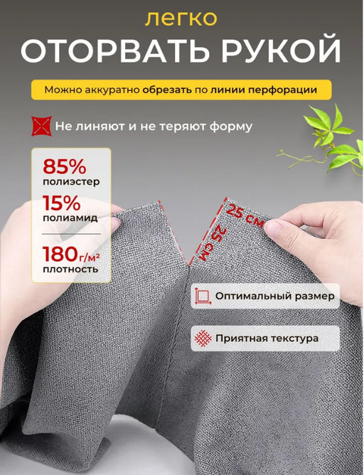 Салфетки Aopen для уборки микрофибра серые 25×25 см набор 20 шт  фото 2