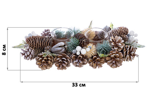 Новогоднее украшение подсвечник 33*15*8 см Снежный лес на 2 свечи, прямоугольный - Elan gallery фото 2