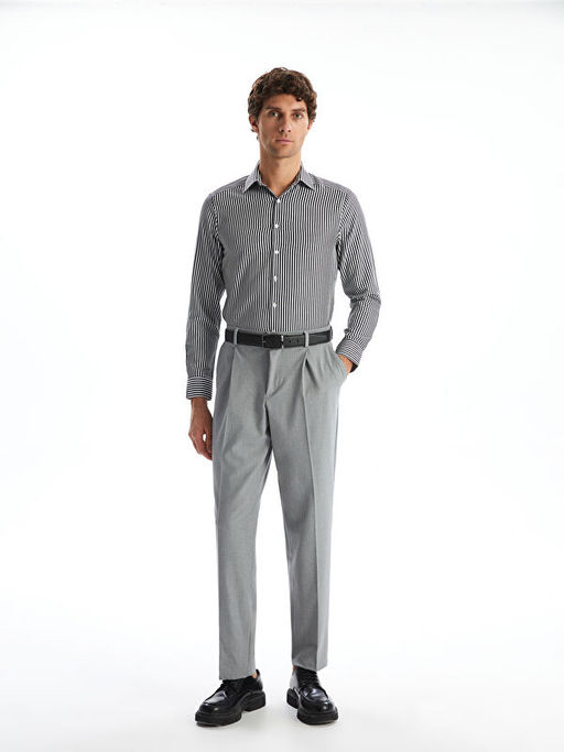 Slim Fit Uzun Kollu ?izgili Poplin Erkek G?mlek