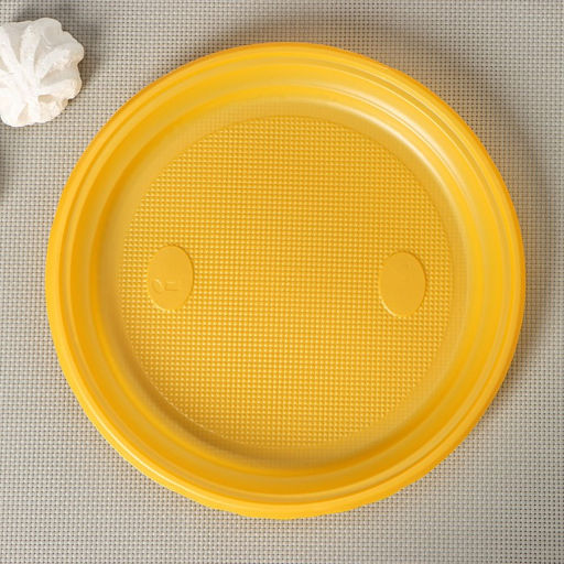 Тарелки пластиковые одноразовые, d=21 см, жёлтые, 12 шт./уп