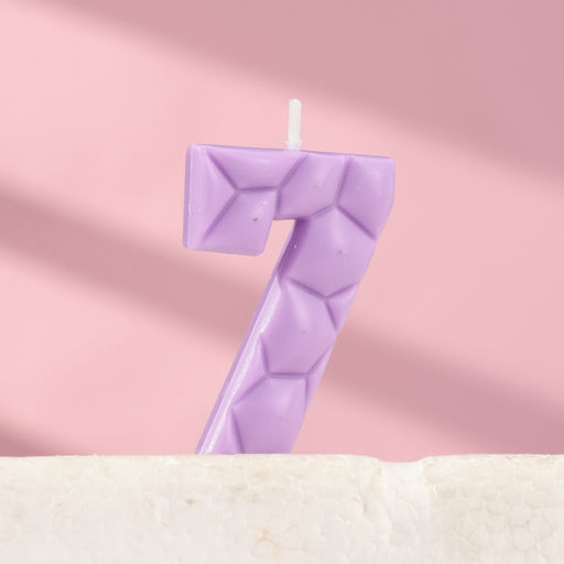 Цена за 2 шт. Свеча для торта «Цифра 7», сиреневая