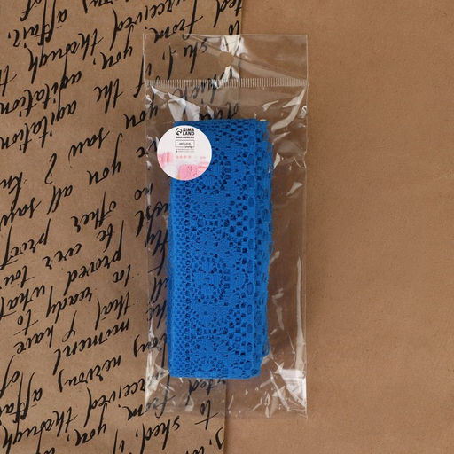 Кружево капроновое, 35 мм, 10±1 м, цвет синий