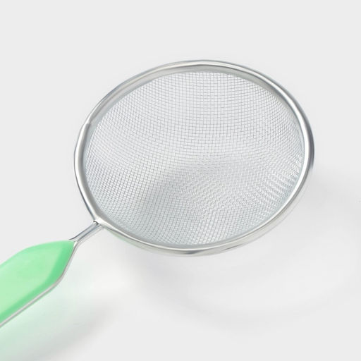 Цена за 3 шт. Сито для просеивания с ручкой Доляна «Хозяюшка», d=10 см, зелёное