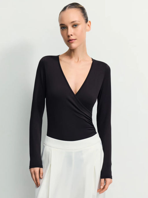 Боди с длинным рукавом и V-образным вырезом / Zarina
