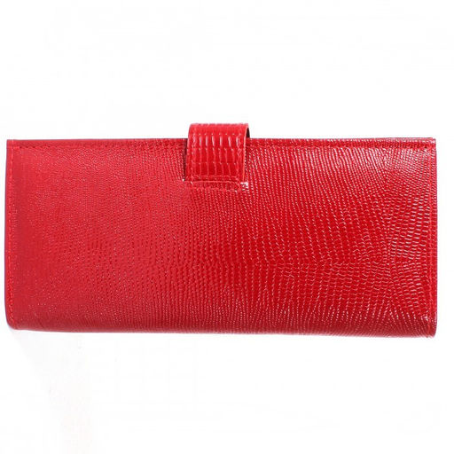 Портмоне женское Croco-ПР-950 с хлястиком натуральная кожа 2 отд, 13 карм, красный игуана (73) 212240  фото 2