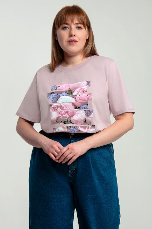 Арт. 31136 Футболка женская оверсайз 50-58 (5 шт) Цвет:пудра - Калинка фото 12