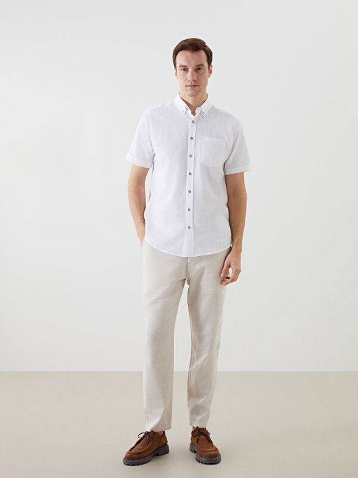 Regular Fit K?sa Kollu Arm?rl? Erkek Dokulu G?mlek