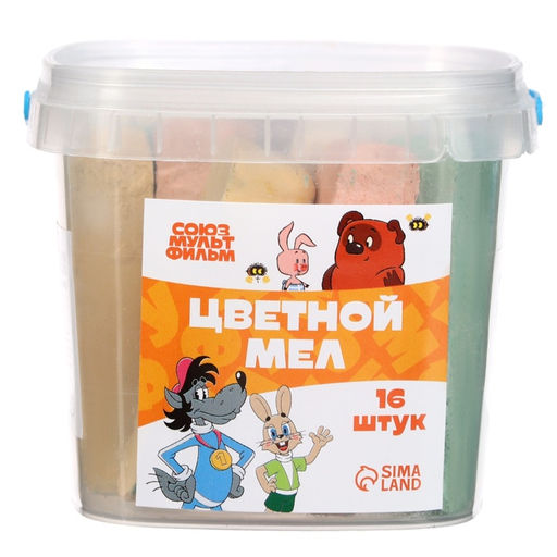 Мелки цветные, 16 штук, 8 цветов, Союзмультфильм