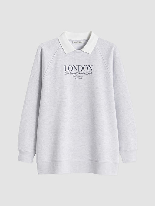 Polo Yaka Oversize Kad?n Sweatshirt Tunik