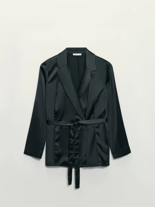 Атласная блузка с отложным воротником и поясом / Zarina