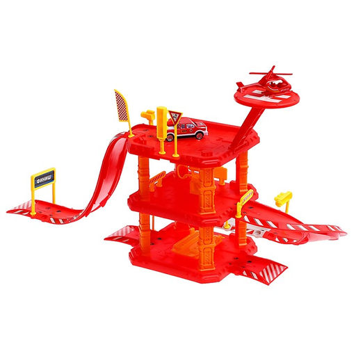 Парковка Пожарная станция, с металлическими машинкой и вертолётом - Автоград фото 4