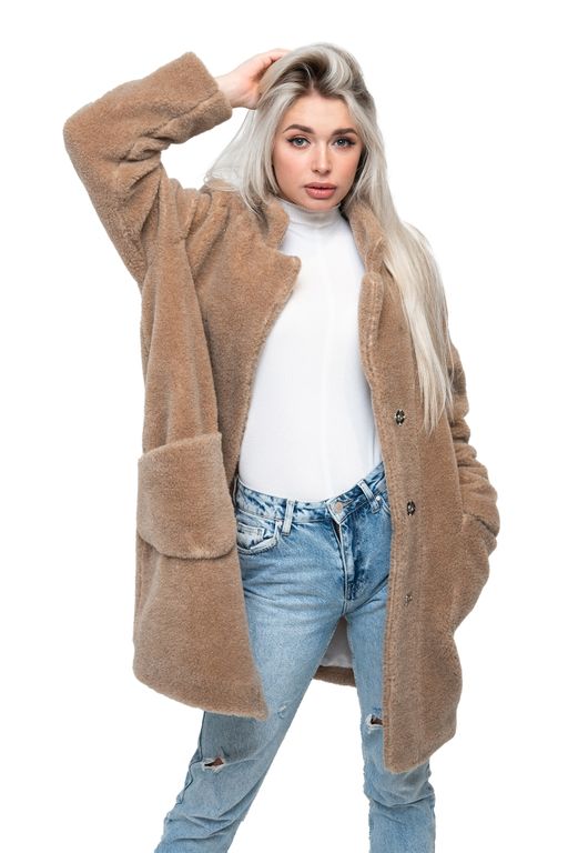 Пальто стильное из овечьей шерсти THE BARREL, цвет Camel, цвет КОРИЧНЕВЫЙ