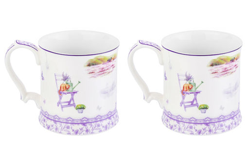 Набор кружек 2 пр. 380 мл 12,3*9*9 см "Лаванда" фарфор NEW BONE CHINA
