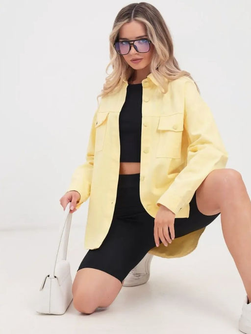 K11862 Джинсовая рубашка OVER SIZE ЖЕЛТЫЙ