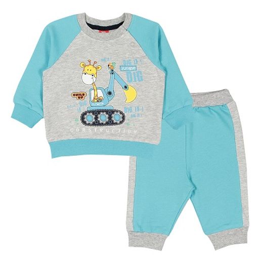 CRB wear/CWB 9886 комплект ясельный (джемпер, брюки), серый меланж -голубой/Ex.Cherubino