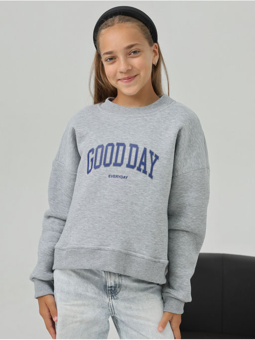 Свитшот Начес Эвердэй Серый Меланж Девочка - София фото 4