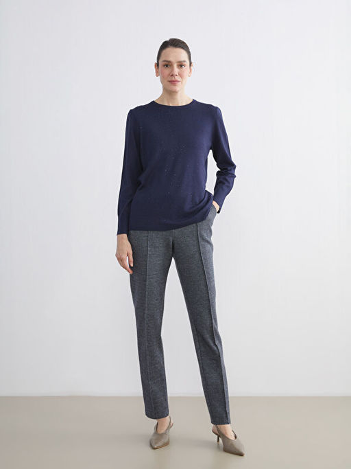 B?y?k Beden Bal?ks?rt? Desenli Kad?n Pantolon