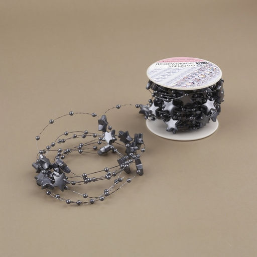 Бусины на леске, «Звёзды», 3/14 мм, 9±0.5 м, серые