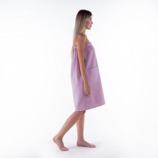 Полотенце банное Этель Парео с карманом 80*140 см. цв.нежная лаванда, 100% хл, вафля 240 г/м2  фото 4