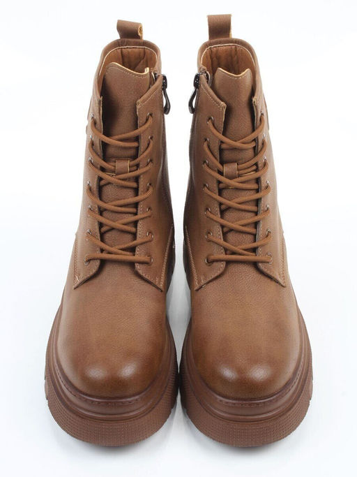 04-WD022-2M BROWN Ботинки зимние женские (натуральная кожа, 100% шерсть)