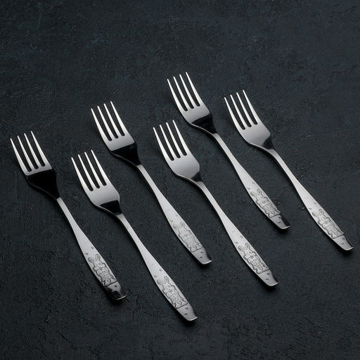 Цена за 6 шт. Вилка детская столовая «Антошка», длина 17.5 см, толщина 2 мм, нержавеющая сталь, серебристая