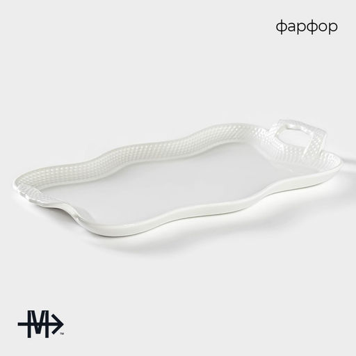 Блюдо для подачи Magistro «Бланш», 37.5×22.3×3.5 см см, фарфор, белое