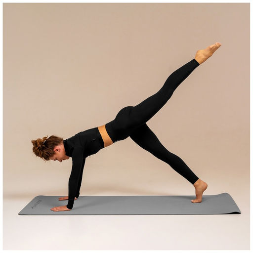 Коврик для фитнеса и йоги ONLYTOP, нескользящий, 183×61×0.6 см, цвет серый/чёрный