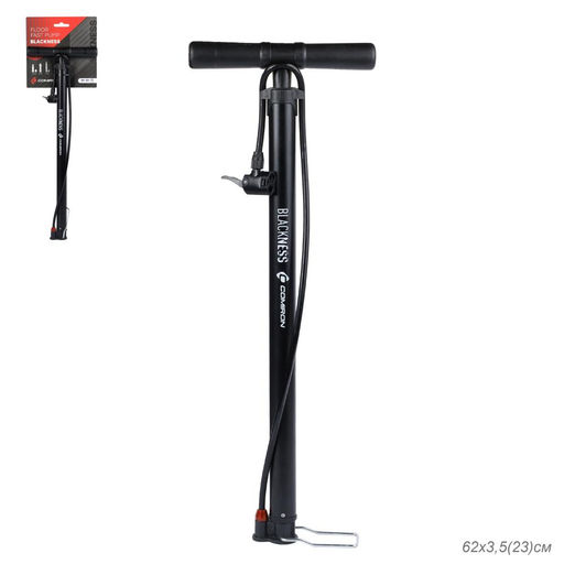 Насос напольный COMIRON BLACKNESS, стальной цилиндр, ручка и основание литой пластик, Presta-Schrader-Dunlop, 11 бар, вес 900гр. /уп 20 - Галеонтрейд фото 7