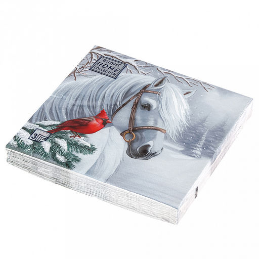 Салфетки бумажные "Bouquet Home Collection Classic" 33х33см, 3-х слойные, 20 штук в упаковке, 100% целлюлоза, "Волшебная лошадь" (Россия)