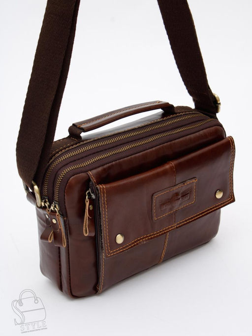 Сумка мужская кожаная 9129TR d.brown Tough Ruder  в Новосибирске