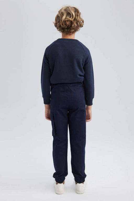 Школьные брюки карго из габардина темно-синего цвета для мальчика - Defacto фото 6
