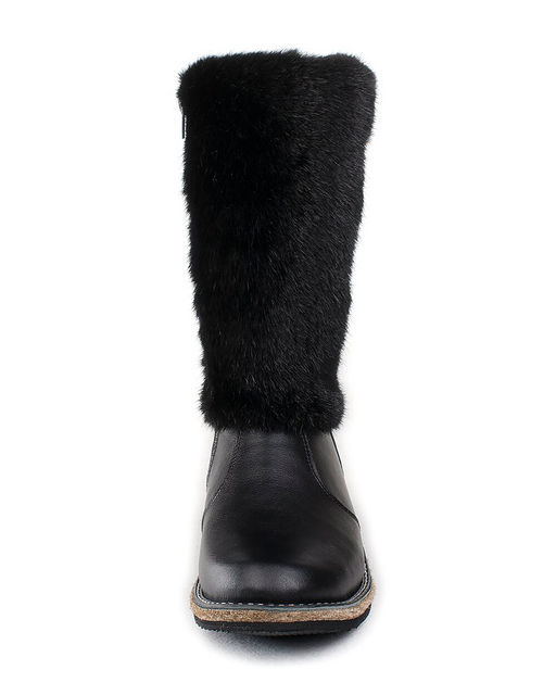 Унты женские на войлочной подошве.Черн., Черная "норка". Молния