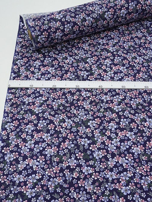 Фланель Маргарита (голубые/розовые цветочки), ш.1.5м, хлопок-100%, 180гр/м.кв - Купава фото 6