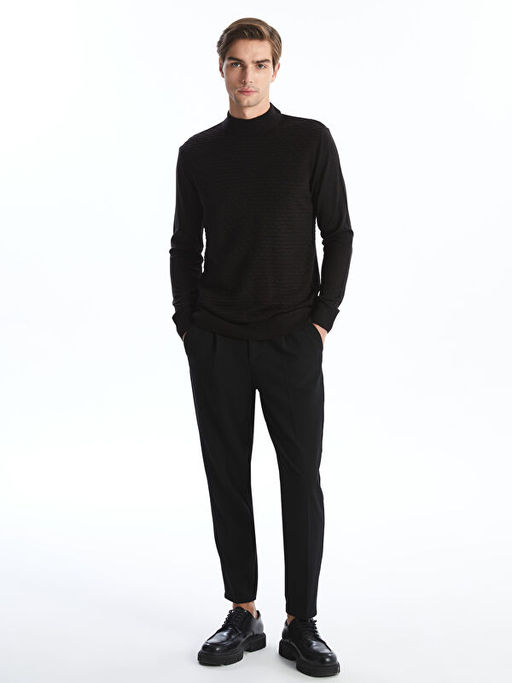 Yar?m Bal?k?? Yaka Uzun Kollu Erkek Triko Kazak