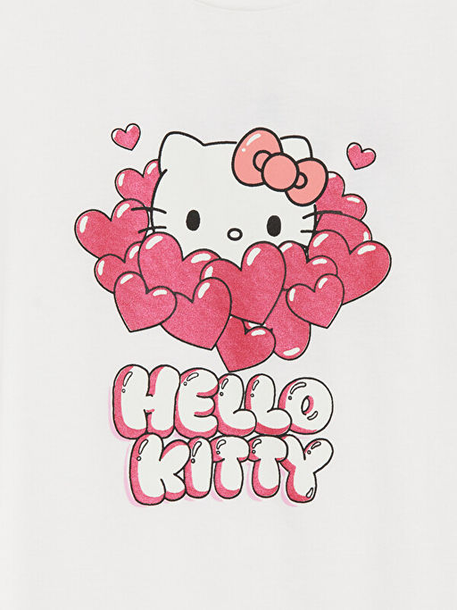Bisiklet Yaka Hello Kitty Bask?l? K?z ?ocuk Ti??rt
