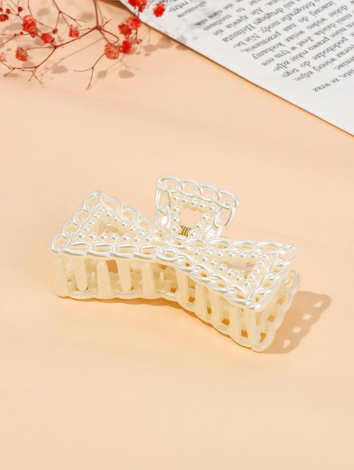 Цена за 12 шт. Крабик для волос «Синтия», бант галант, 9 см, белый