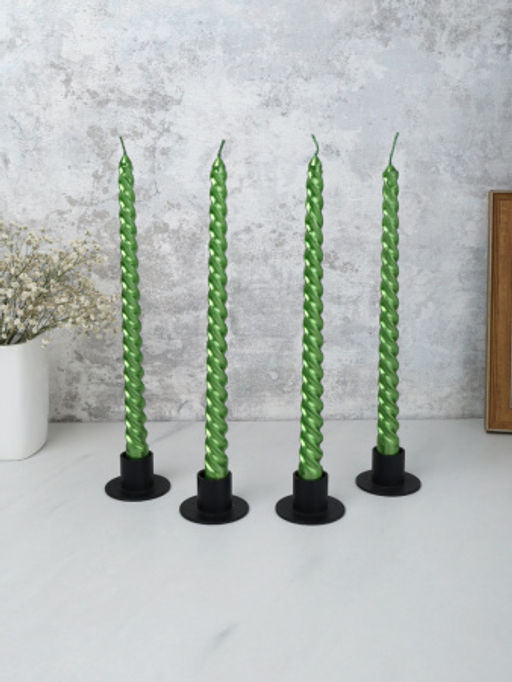 Свеча стержень 4 штуки 25 см витая глянец / LY-153 /уп 144/ зеленая - ГалеонТрейд фото 2